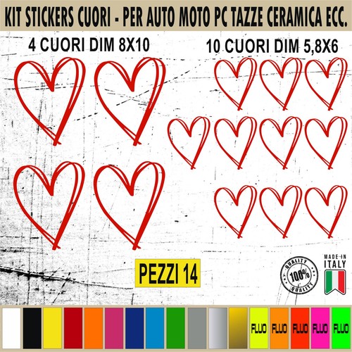 Kit adesivi cuore love pvc - kit, 14