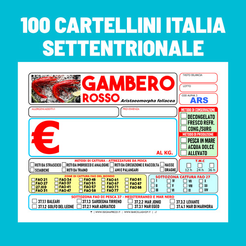 100 cartellini pescheria - cartellini ,